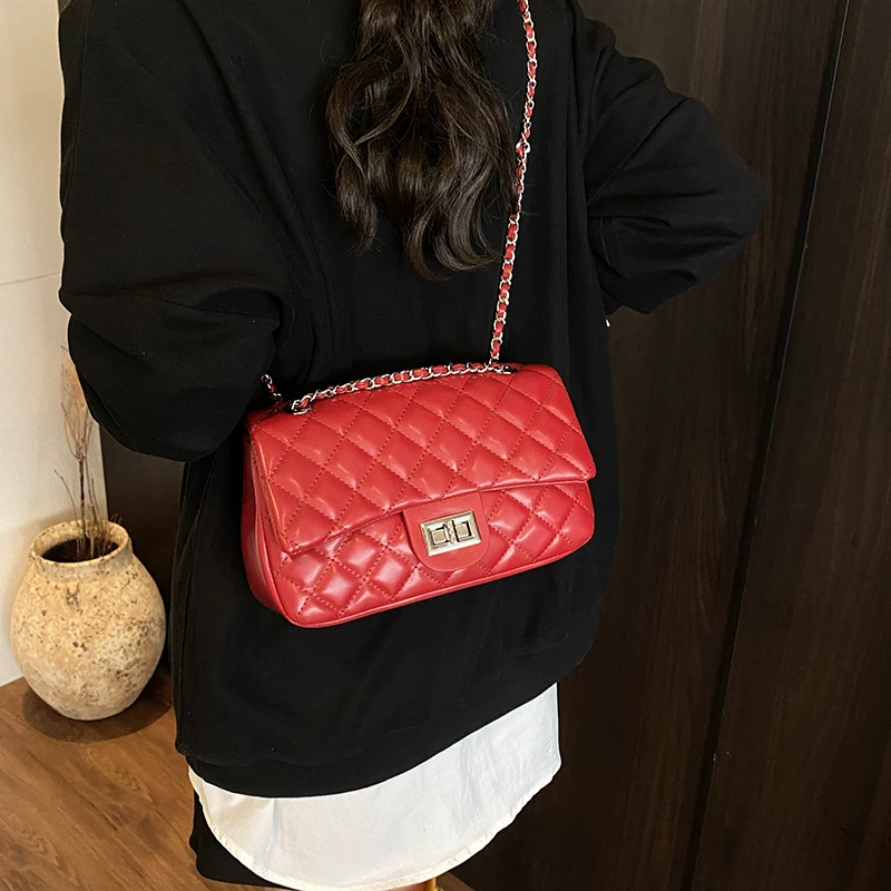 One-Shoulder Diamond-Pattern Shoulder Bag, Quilted Summer Bag, Stylish High-Quality