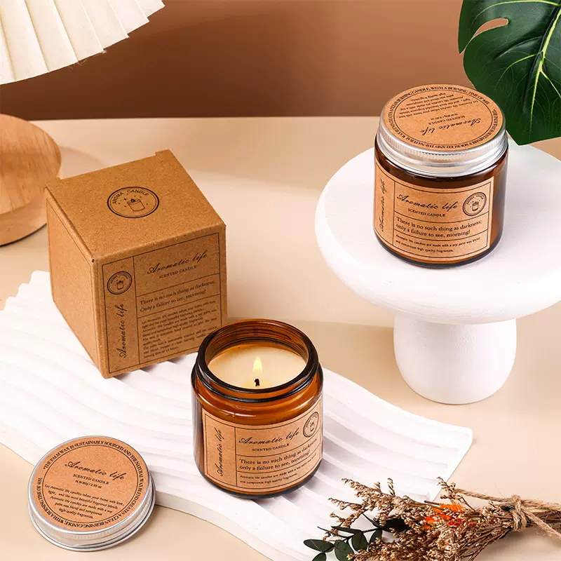 创意棕色蜡烛杯香薰蜡烛手工植物蜡卧室酒店熏香去异味伴手礼diy