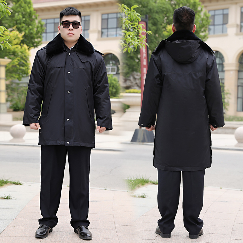 Long-style multi-functional security coat, winter cold-proof coat, cotton coat, extended hooded winter reflective cotton coat, work uniform, wholesale