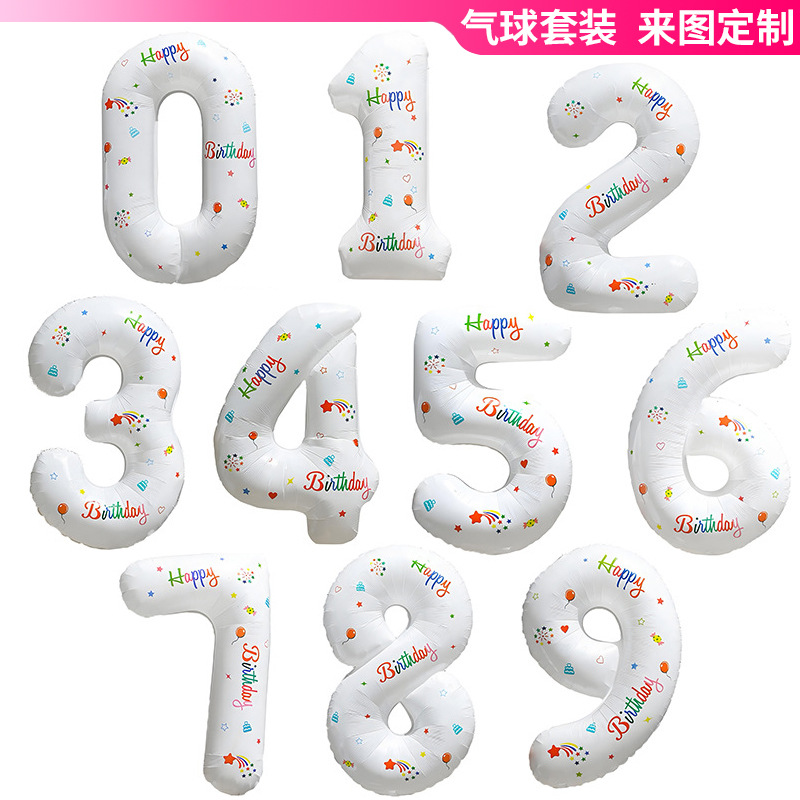 Globo digital blanco de 32 pulgadas para decoración de cumpleaños, de aluminio, para fiestas, fondo para fotos, accesorios de decoración