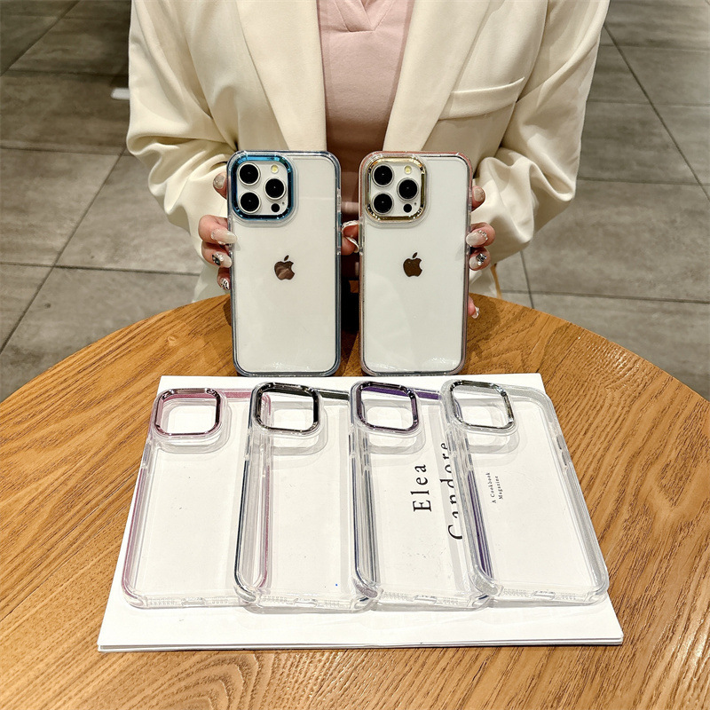 Glitter Border iPhone 17 Pro Max Phone Case Suitable for Apple 14 High Transparency 13 Groove 15 High-End Feel 11