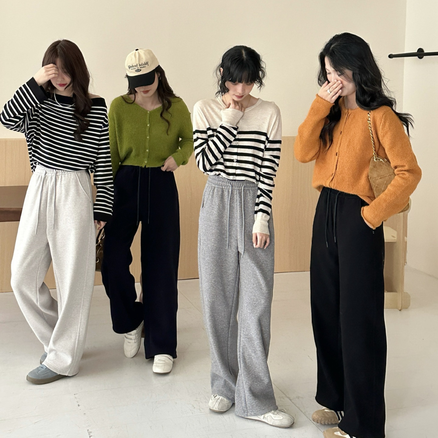 2025秋冬新款羊毛蚕丝加绒加厚直筒小弯刀休闲裤女考拉绒抽绳卫裤