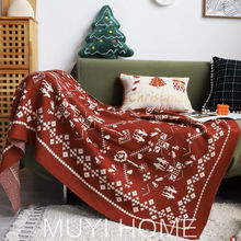 圣诞毛毯节日装饰毯客厅沙发毯红色毯子卧室床尾毯盖毯搭毯针织毯