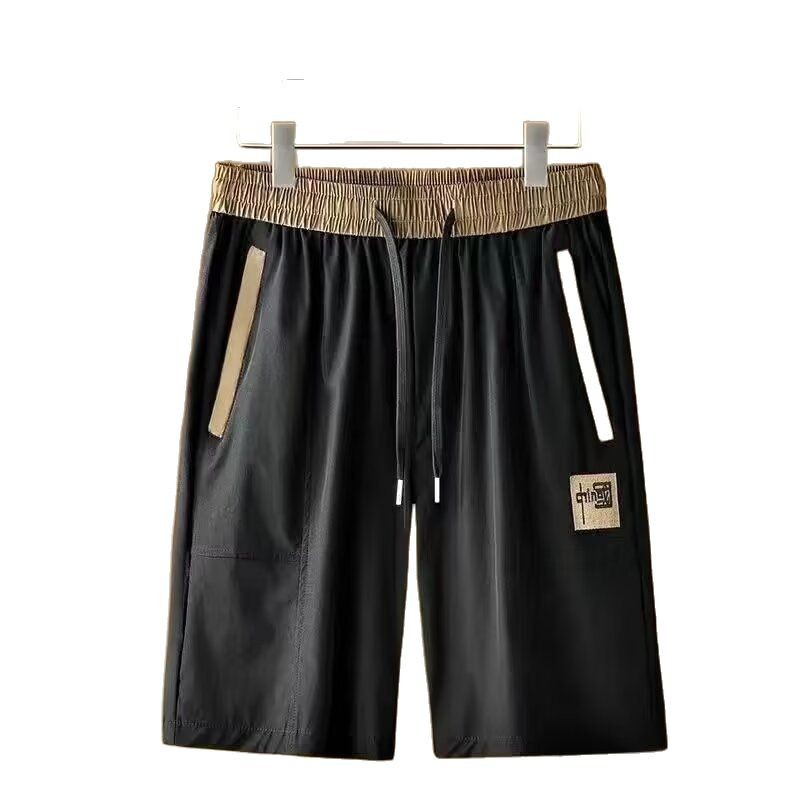 Pantalones de verano para hombres, pantalones cortos casuales, pantalones cortos bordados, pantalones de hielo delgados, pantalones de secado rápido