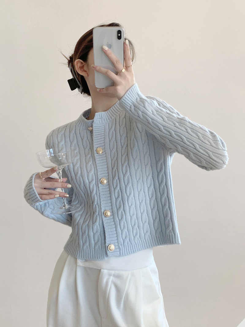 Cardigan de punto de torsión para mujeres primavera y otoño versátil coreano suave perezoso viento delgado suéter corto cardigan chaqueta para mujeres image 4