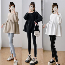 孕妇秋冬卫衣中长款宽松加厚套装2024新款洋气显瘦上衣女两件套