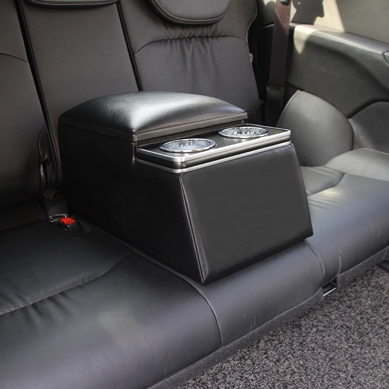 Tongyongxing Universal Portable Rear Seat Armrest Box Car Interior (Armrest box) - black-with-red-line-peach-wood-finish