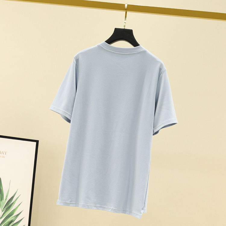 rose embroidery slim t-shirt NSAM36895