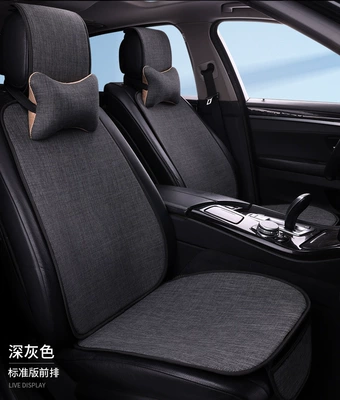 Car Seat Cushion, Universal for Seat cushion, seat cover - dark-gray-main-and-passenger-driver-linen