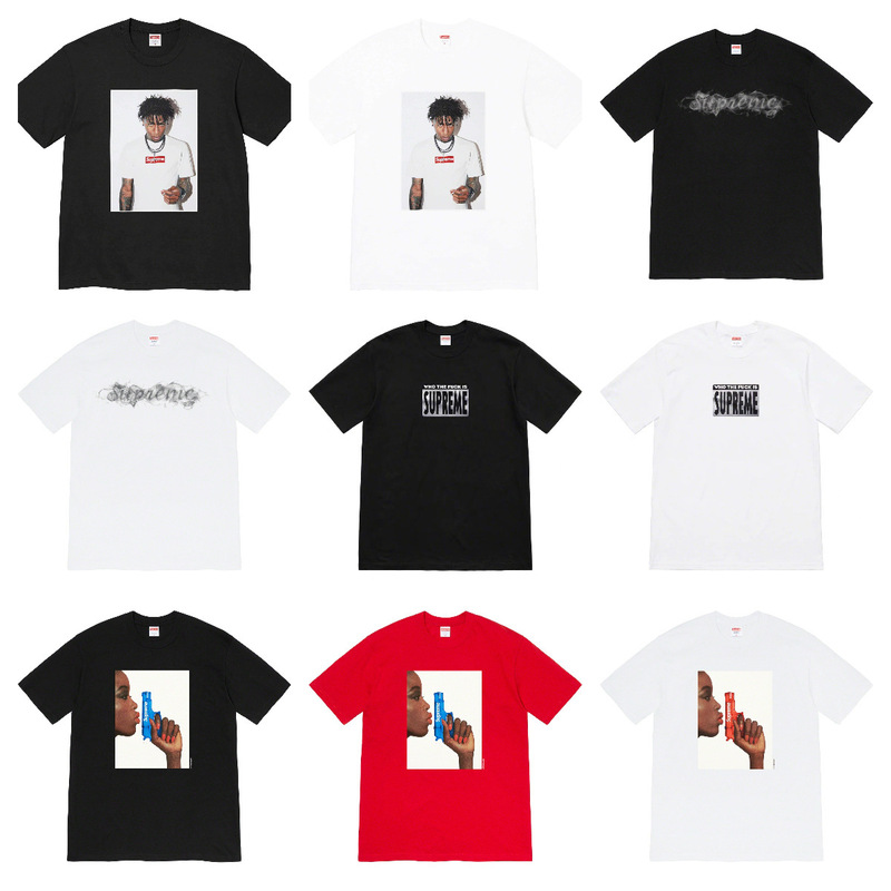 Three Complete Standards Supreme American Trendy Brand Box Short-Sleeved Milan Cross Classic Letter T-Shirt Loose for Men and Women