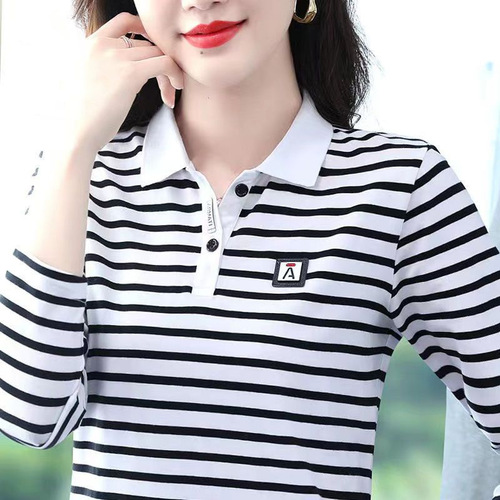 Southeast Asia lapel long-sleeved shirt for women, spring and autumn new middle-aged mother sports casual shirt, large size
