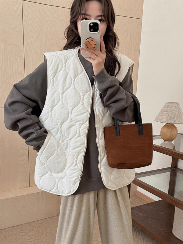 羽绒棉服马甲女2025秋冬新款坎肩叠穿背心夹棉外套韩系外搭马夹潮|undefined