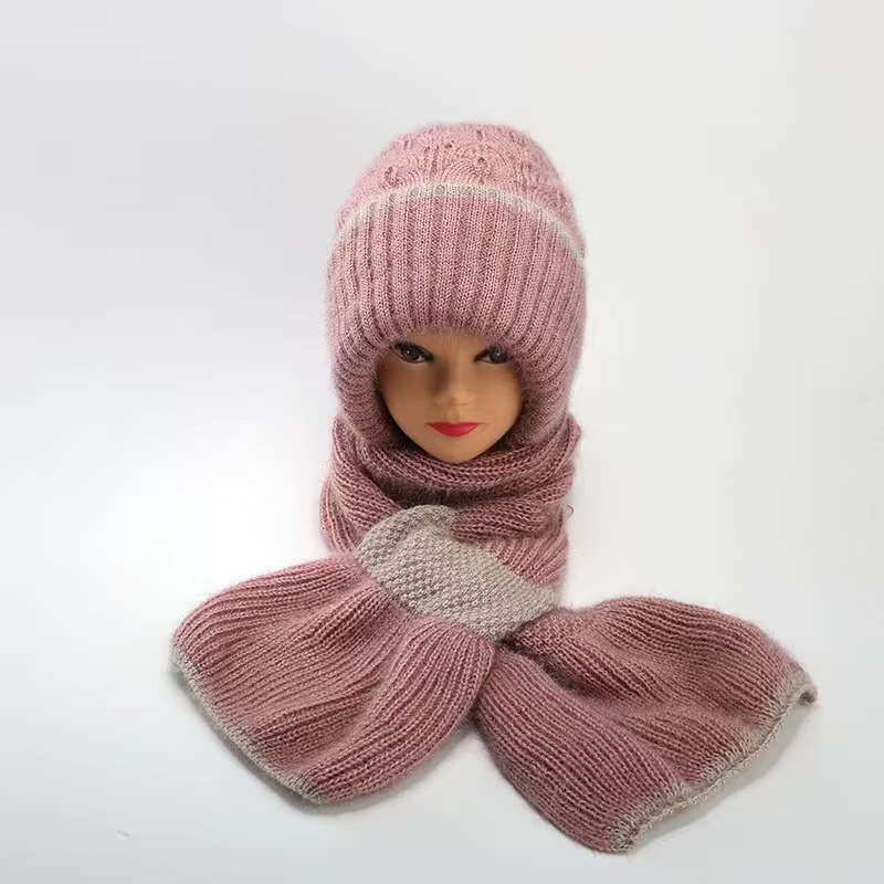 Sciarpa invernale in lana lavorata a maglia con calore integrato, sciarpa in velluto antivento, cappello antivento e antineve resistente al freddo_voghion.com