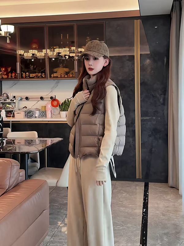平湖霜林2025年冬季90白鸭绒新款女式羽绒服马甲背心排骨韩系宽松|undefined