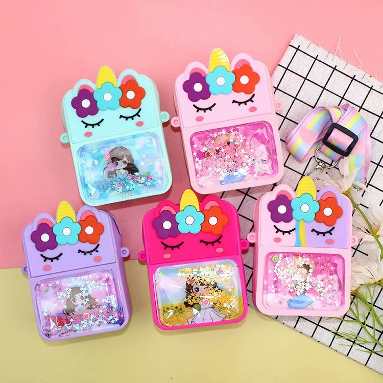 Новая модная силиконовая сумка-кроссбоди 2024 года с эффектом «жидкого песка», детская сумочка через плечо, милый мультяшный кошелек для монет, мини-сумка