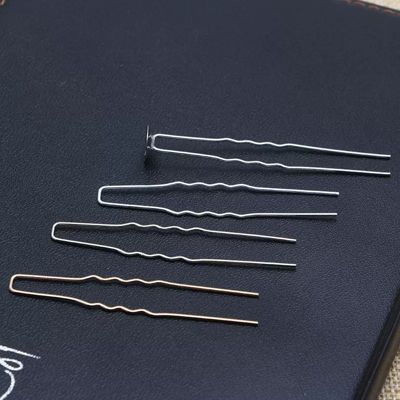 韩版DIY头饰配件 65mmU型发插 发叉带片波浪发簪厂家直销发叉带锅