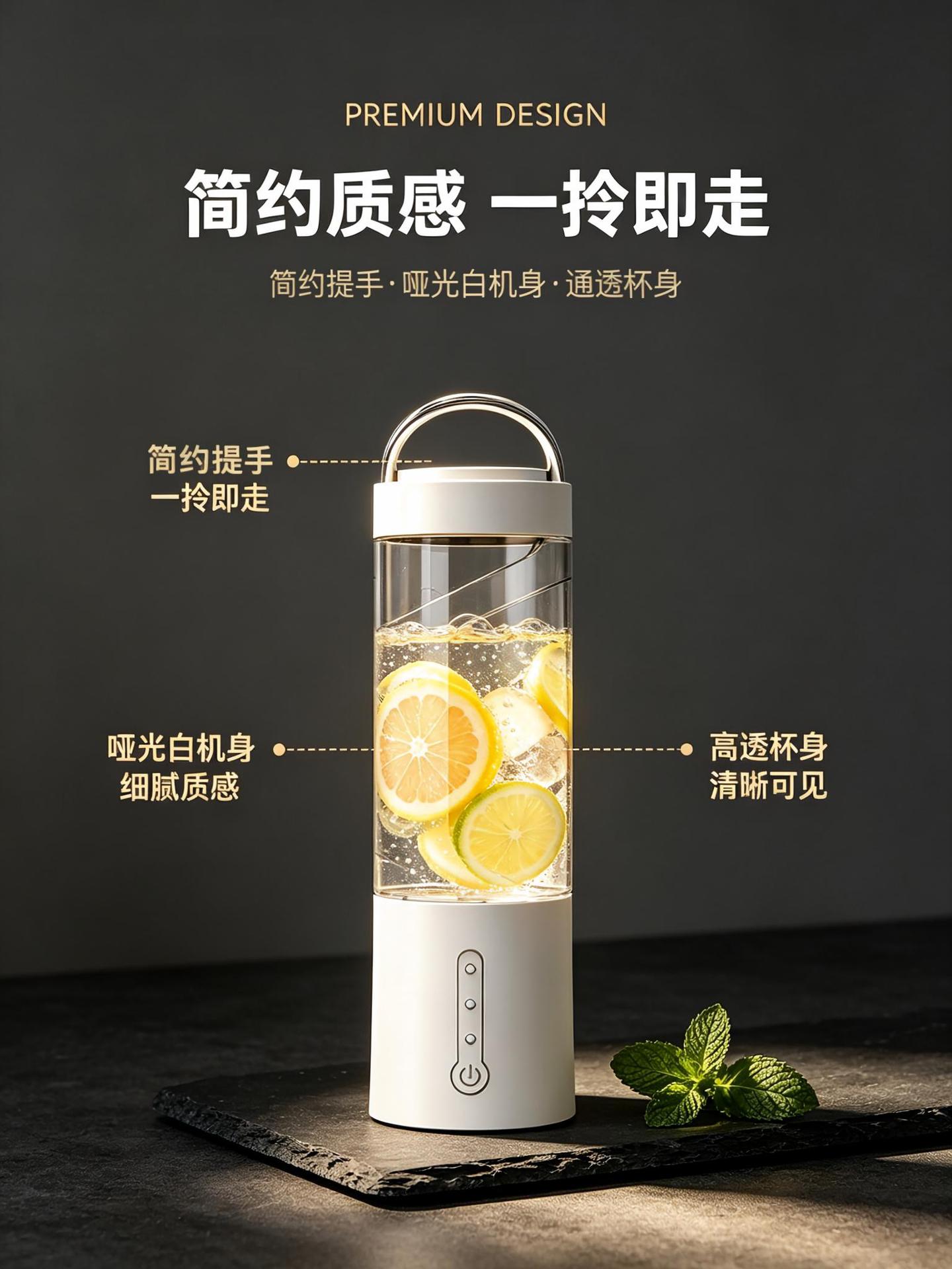Tragbarer Smoothie-Mixer für den internationalen Markt, kabellos, leistungsstark, für den Heimgebrauch, USB-Ladung, klein, multifunktional, Crushed Ice und Saft, Entsafter-Becher