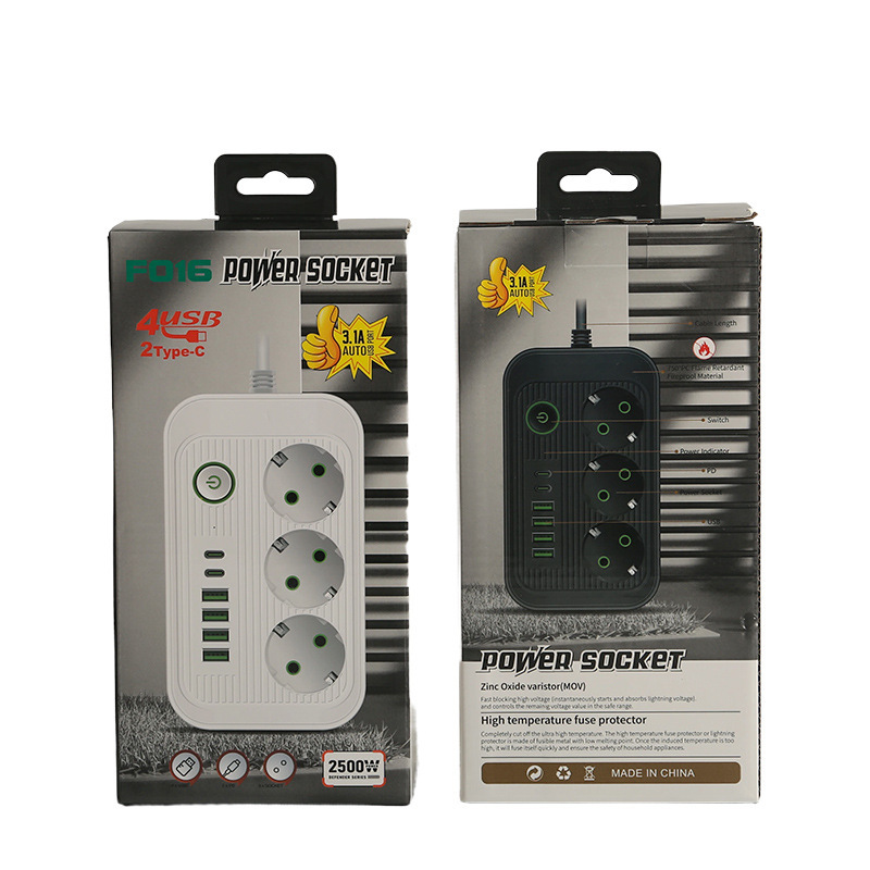 4USB + 2Type-C interfaz estándar europeo Caja neutra de agujero negro y blanco mezcla Rusia Ucrania