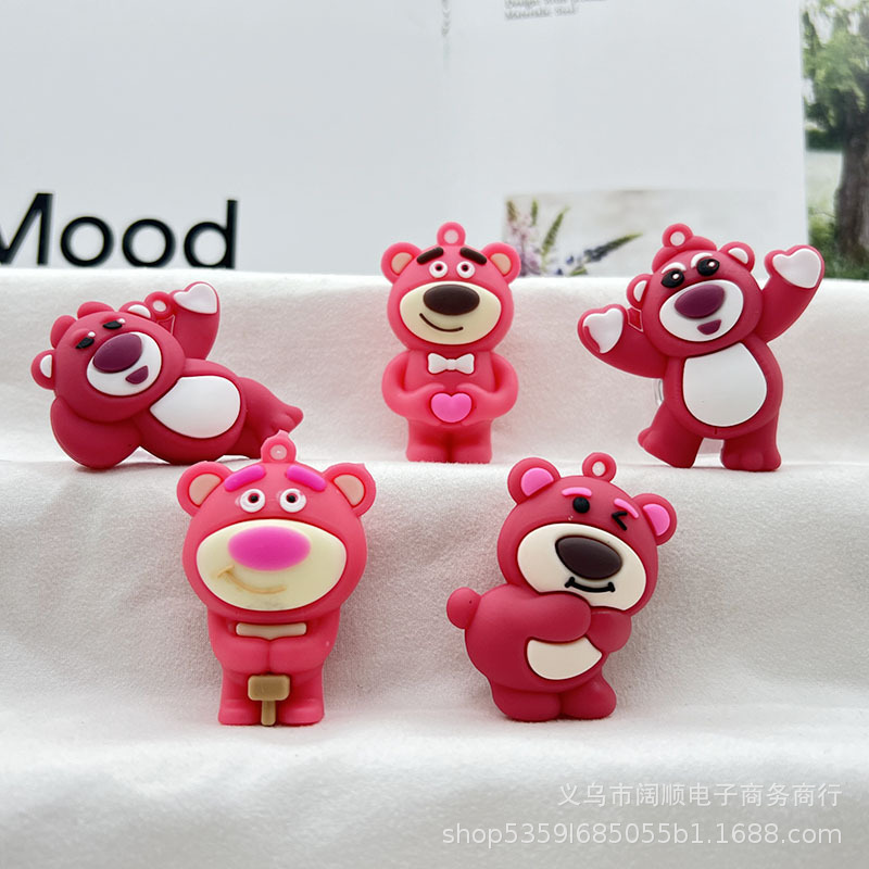 Fruit Strawberry Bear Keychain Doll Pendant Strawberry Bear Butt Key Chain Doll Pendant Hole Shoes Accessories