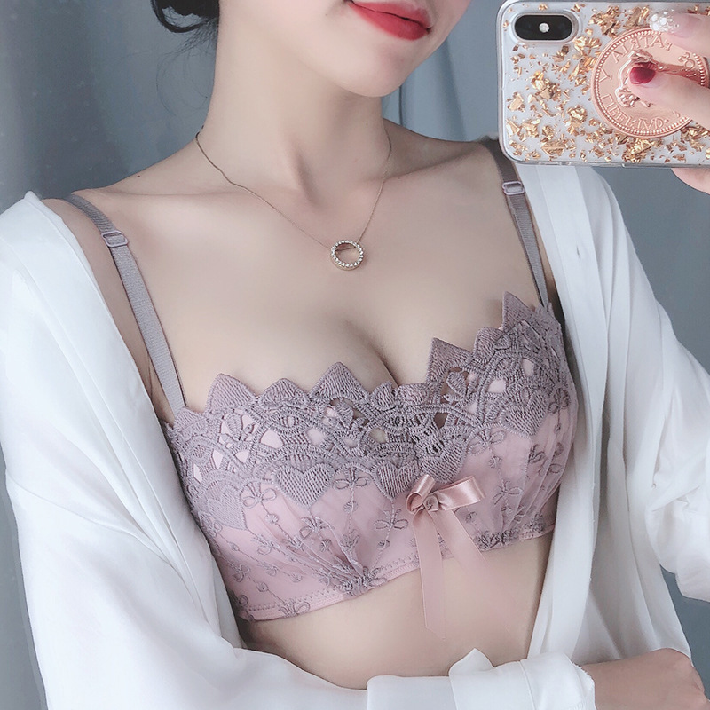 Small chest push up underwear underwear women's wireless adjustable breast lace edge bra one suit sexy confusion