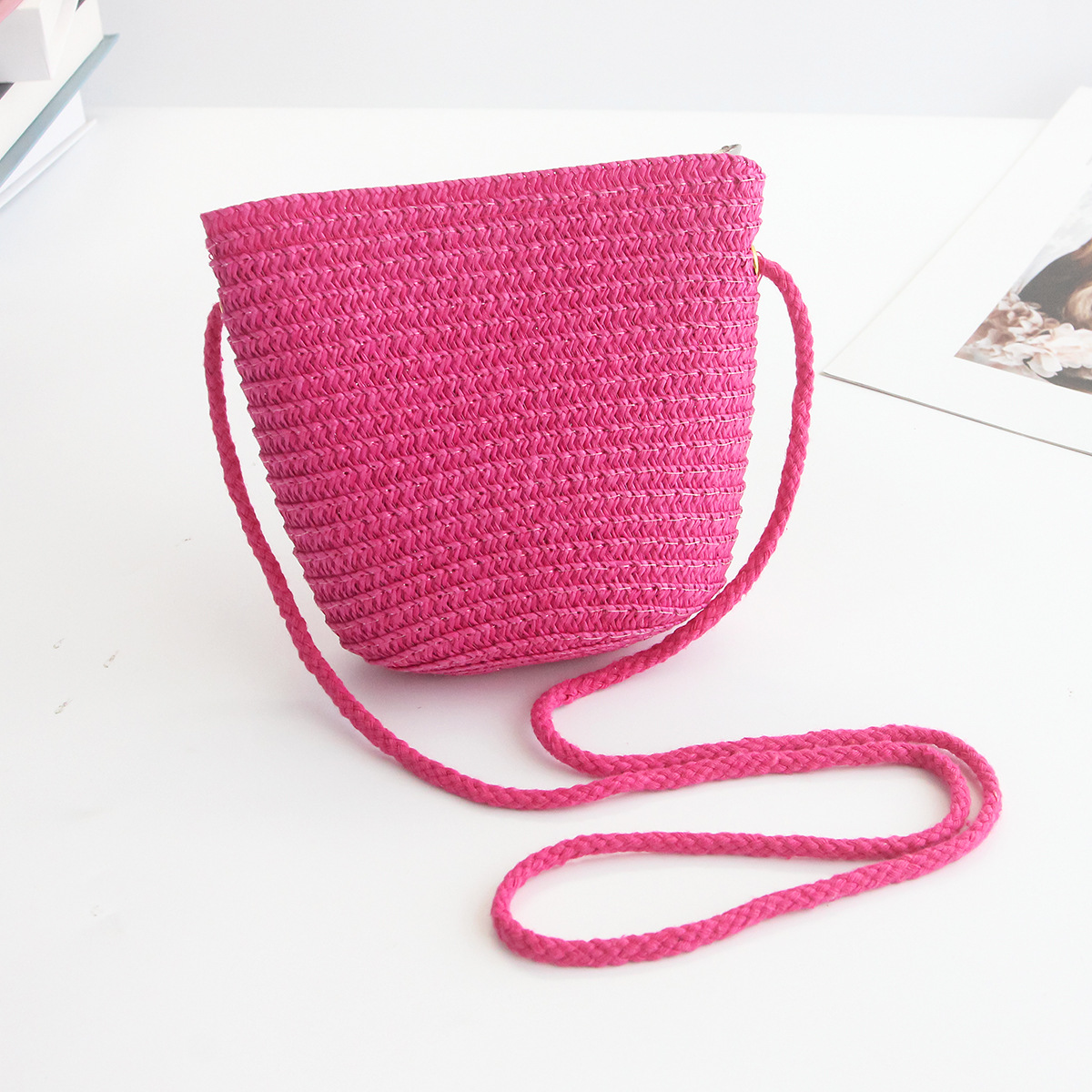 Bolso de hombro de los niños bolsa de paja de los niños pequeña cartera lindo todo partido bolsa de paja pequeña chica fresca accesorios bolsa
