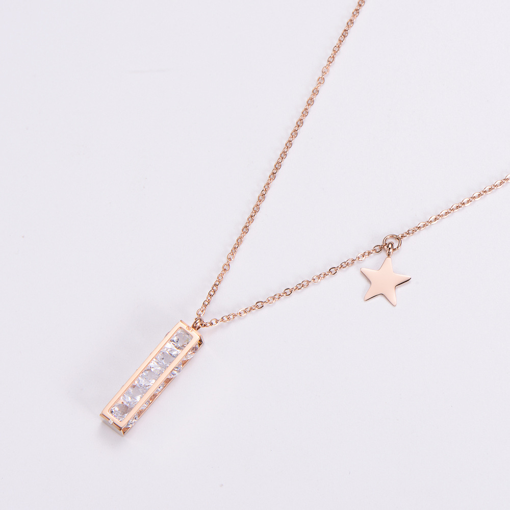 304 Stainless Steel Chain Material Daily Occasion Stainless Steel Material Stainless Steel 18K Gold Plated Simple Style Plating Inlay Star Rhinestones