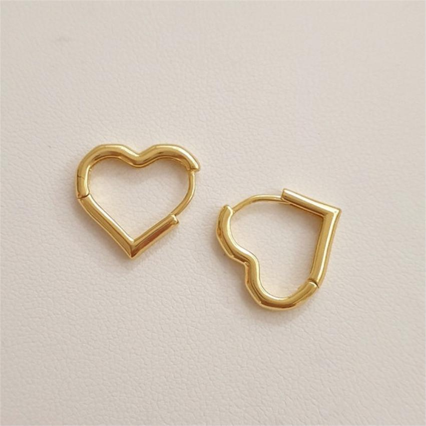 Women's Gender 1 Pair 18K Gold Plated 925 Sterling Silver 925 Sterling Silver Earrings Heart Shape Earrings