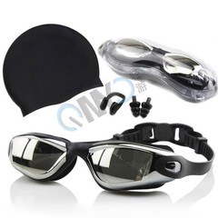 成人游泳四件套裝高清防霧電鍍簡約時尚泳鏡套裝小量可印LOGO