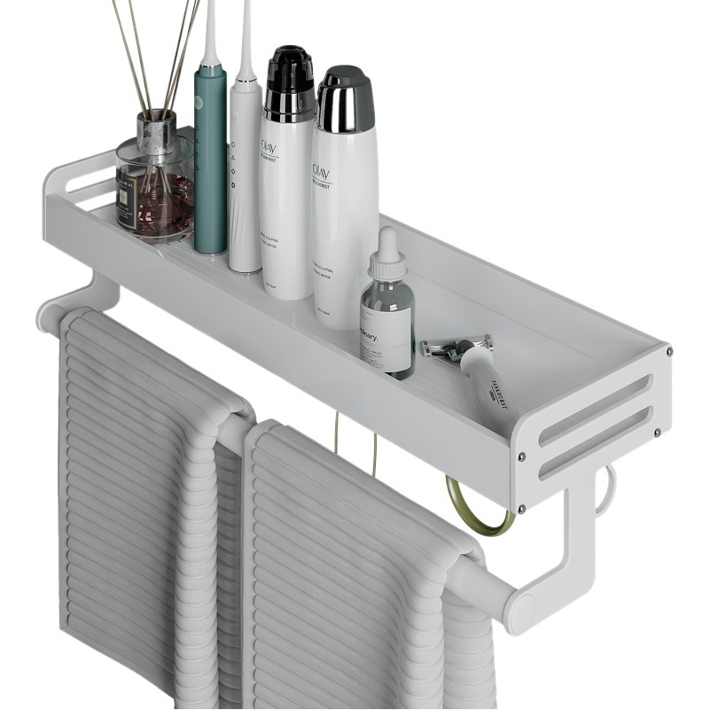 Punch-espacio libre de aluminio Baño de almacenamiento de baño estante baño lavabo pared colgante toalla pared blanca
