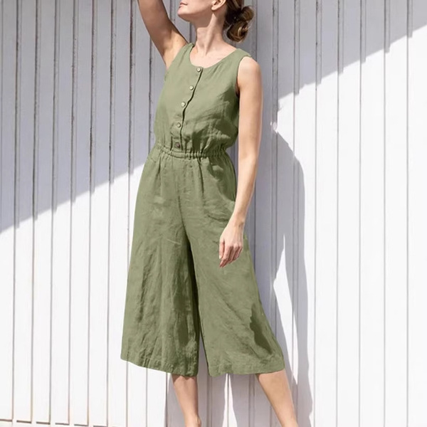 solid colored trousers sleevless for leisure