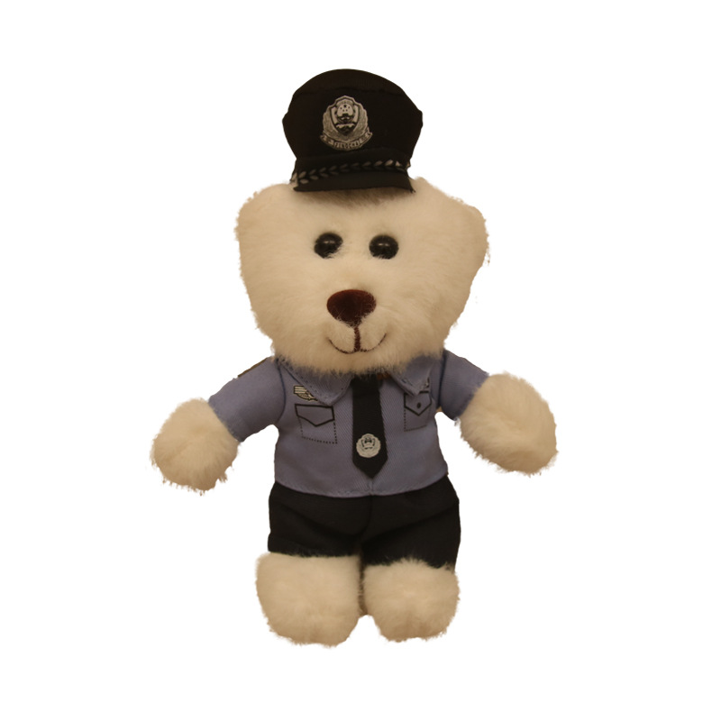 Boutique celebridad de Internet policía oso peluche policía de tráfico oso pequeño colgante llavero muñeca uniforme oso de peluche colgante lote