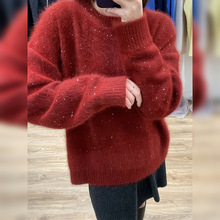 港米服饰/慵懒风韩系毛衣女秋冬新款毛茸茸甜美软糯奶fufu上衣