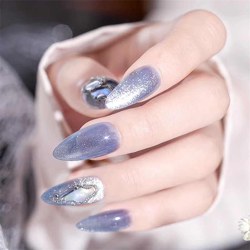 Nuevo tipo de manicura cilíndrica engrosada, imán de ojo de gato, funda de silicona, imán fuerte, imán resistente, absorción de caídas, piedra absorbente de hierro de luz ancha