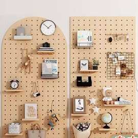 墙洞洞板置物架展示架衣帽间衣柜间实木入户玄关造型厨房桌面