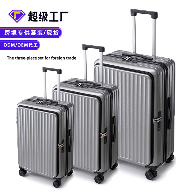 Expandable Luggage Suitcase with Side Opening and Flip-Top Lid, Trolley Travel Suitcase with Combination Lock, 20/24/ 28inch Inch, Cross-Border Three-Piece Set