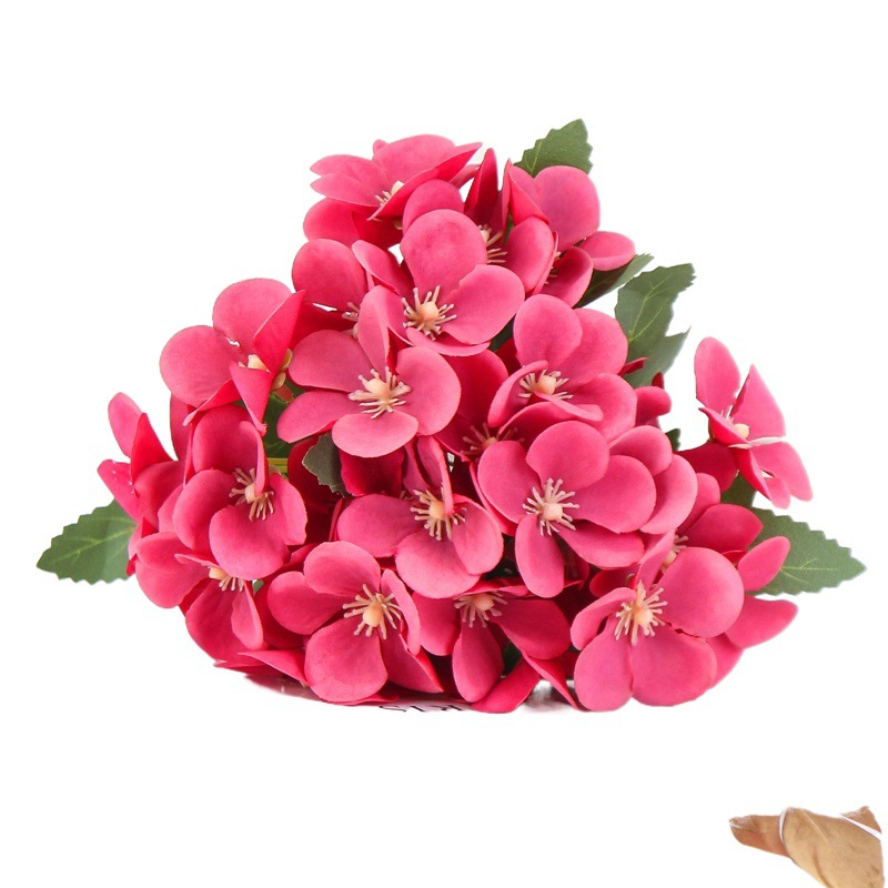 Amazon transfronterizo Flor fresca de Begonia flor artificial Flor de seda flor artificial flor seca flor decorativa fabricante de flores de 5 cabezas manojo de hortensia