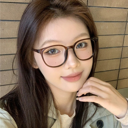 Retro plain women's glasses, women's high-end sense ins anti-radiation and anti-blue light flat glasses can be equipped with myopia glasses