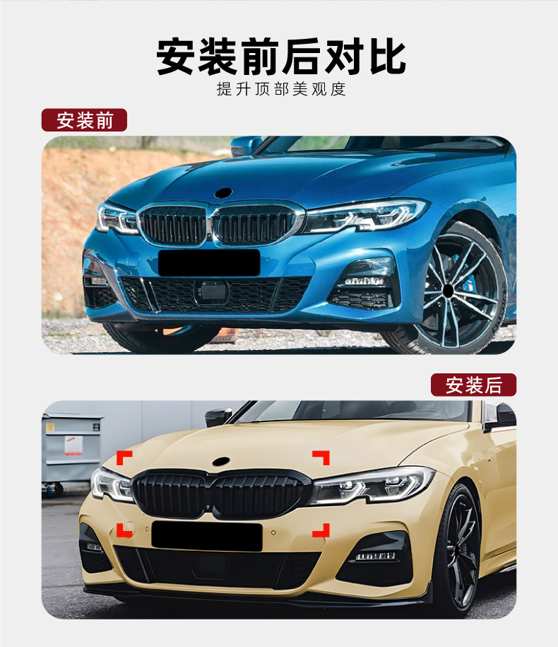 Suitable for Bmw 3 Series Bmw G20 G21 G28 2019-22 Models, Early-Stage Single-Bar Glossy Nightshade Grille Modification
