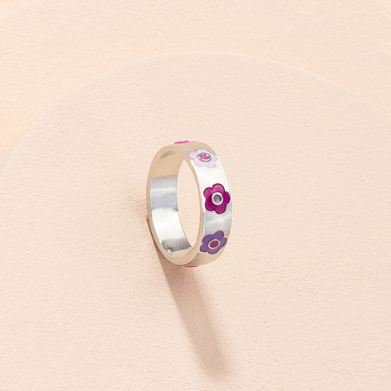 retro simple flower alloy ring