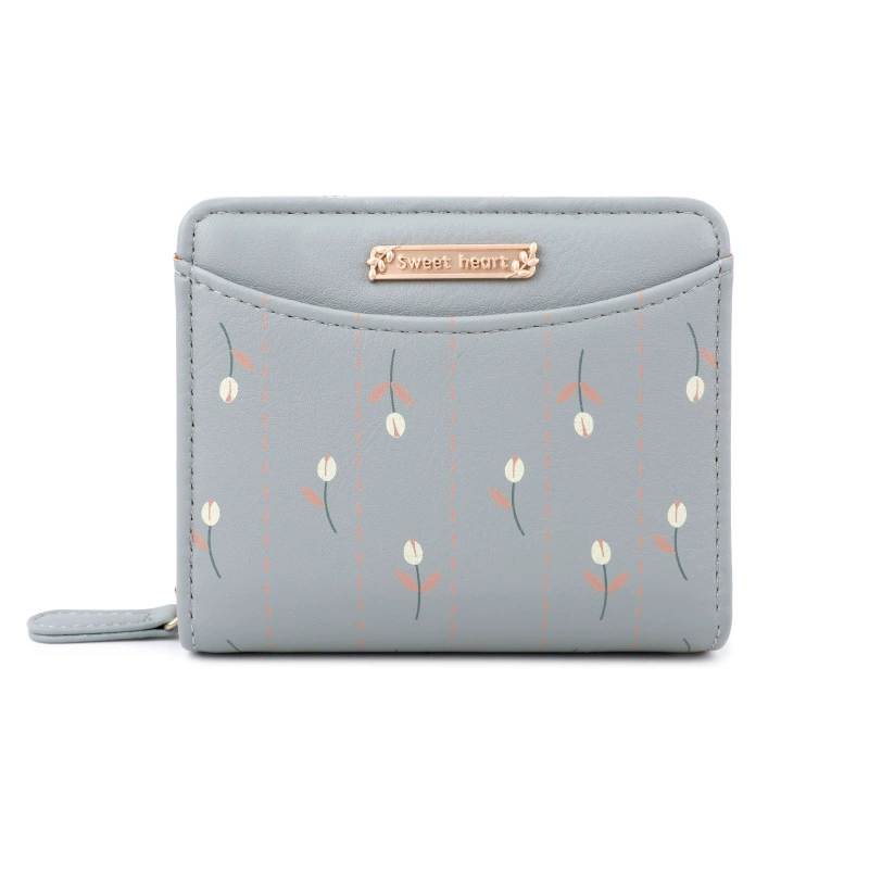 Card Holder Small Wallet Organizer Bag, Floral Pattern, Compact 11×3×9 cm