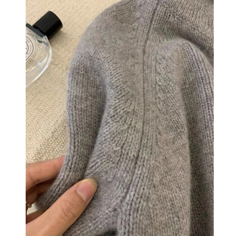 复古灰色毛衣卫衣女秋冬浣熊绒牛角扣连帽开衫外套慵懒风宽松上衣|undefined