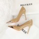 3739-9 Retro European and American Style Banquet High Heels Slim Heels Women's Shoes Ultra High Heels Shallow Mouth Pointed Metal Pointed Single Shoes