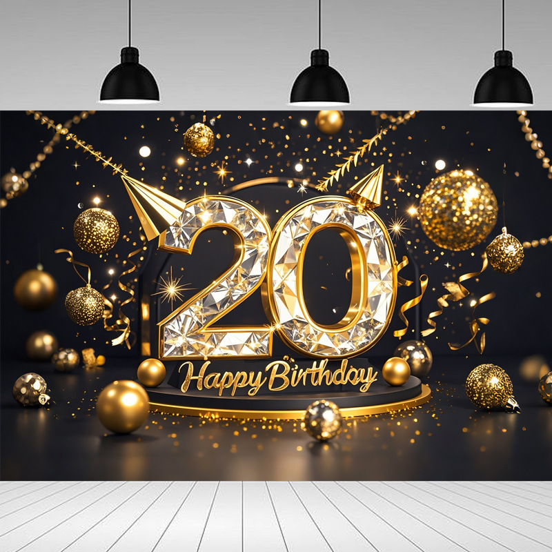 Nueva tela de fondo de feliz cumpleaños transfronteriza, carnaval de fiesta, serie principal de decoración de escenas, banner de cumpleaños