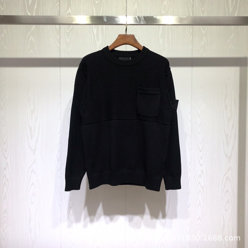 Cross-Border Stone Ghost Series Stone Patchwork Pocket Pullover Knit Sweater Casual Pullover Sweater Unisex Trendy