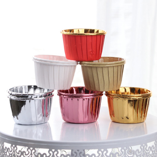 Baking Packaging Muffin Cup Gold and Silver Cup Paper Cup Oil-Proof and Waterproof Coated Paper Aluminum Foil Paper Red Roll Cup High Temperature Resistant