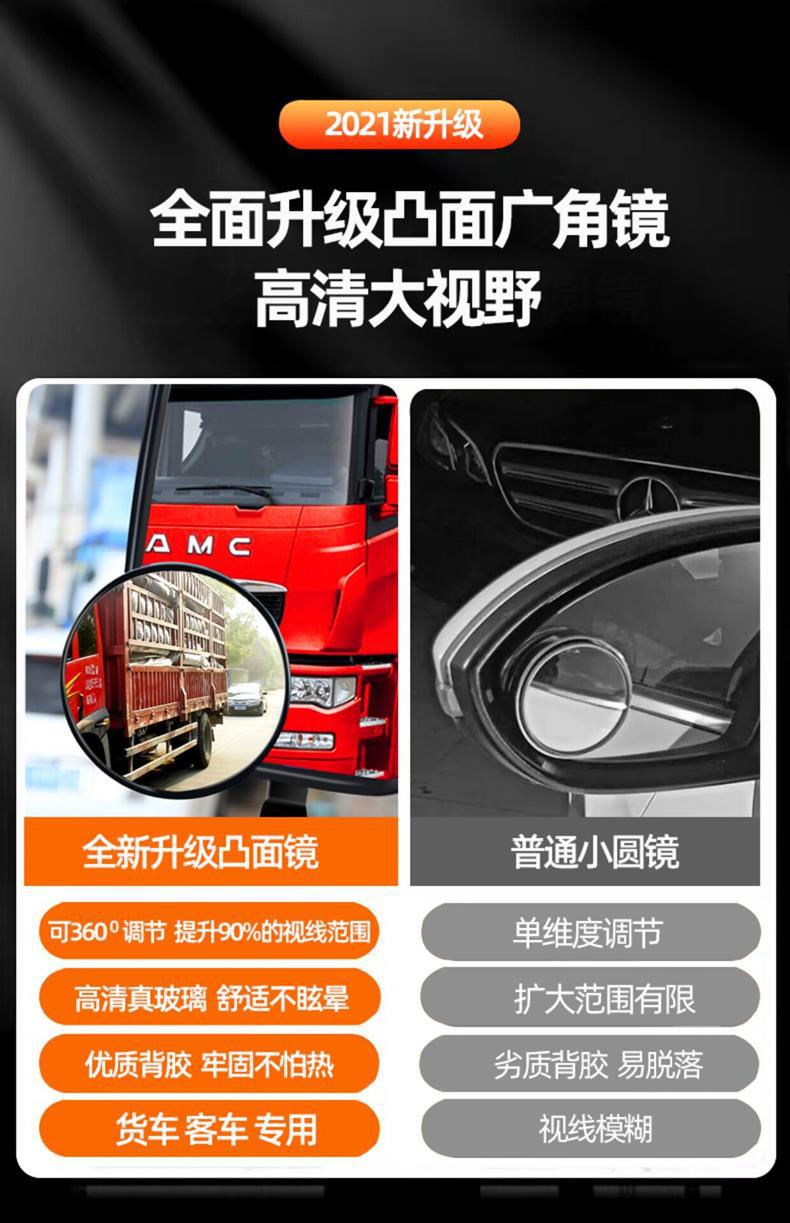 Ultra-Thin Auxiliary Rearview Mirror for Buses, Small Round Mirror for Trucks, High-Definition Convex Wide-Angle Blind Spot Mirror for Large Vehicles