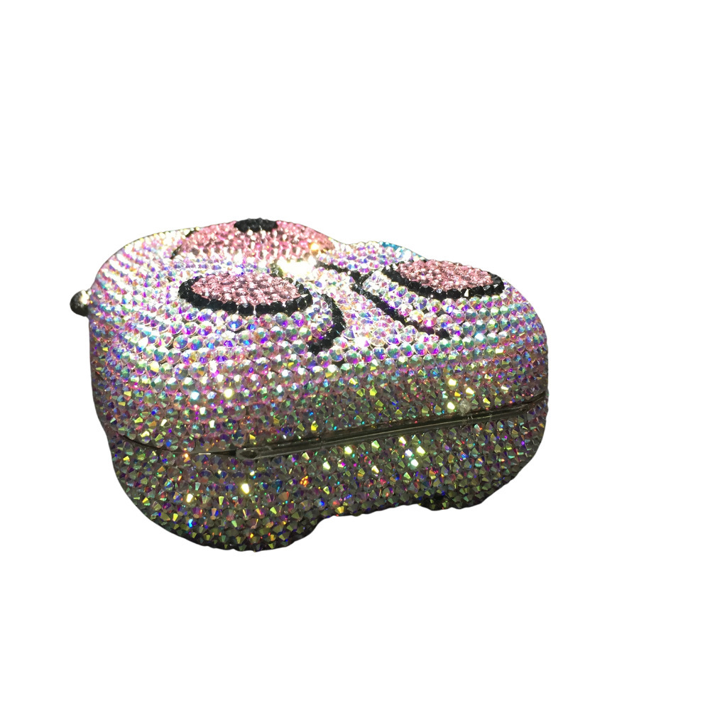 Bolsa de diamante de dibujos animados Teddy Bear metal de cristal bolsa de cena de diamantes hecha a mano AliExpress bolsa de dama de color blanco
