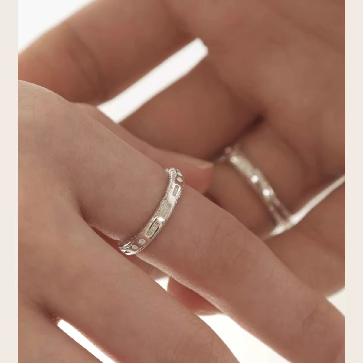 Anelli in argento puro 999 con codice Morse LOVE per uomo e donna, semplici anelli a fascia, anelli aperti leggeri e di alta qualità_voghion.com