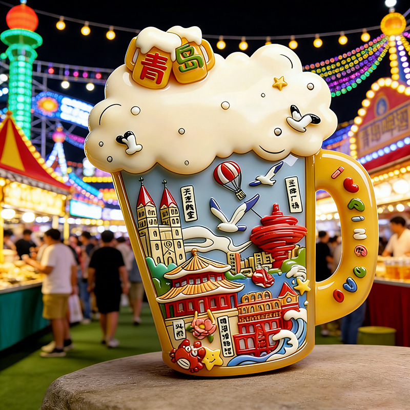 Creativo Qingdao Daza Beer Resina Relieve Refrigerador Magnetic Stick Shandong Beer Festival Cultural Creation Scenic Spot Recuerdo de turismo