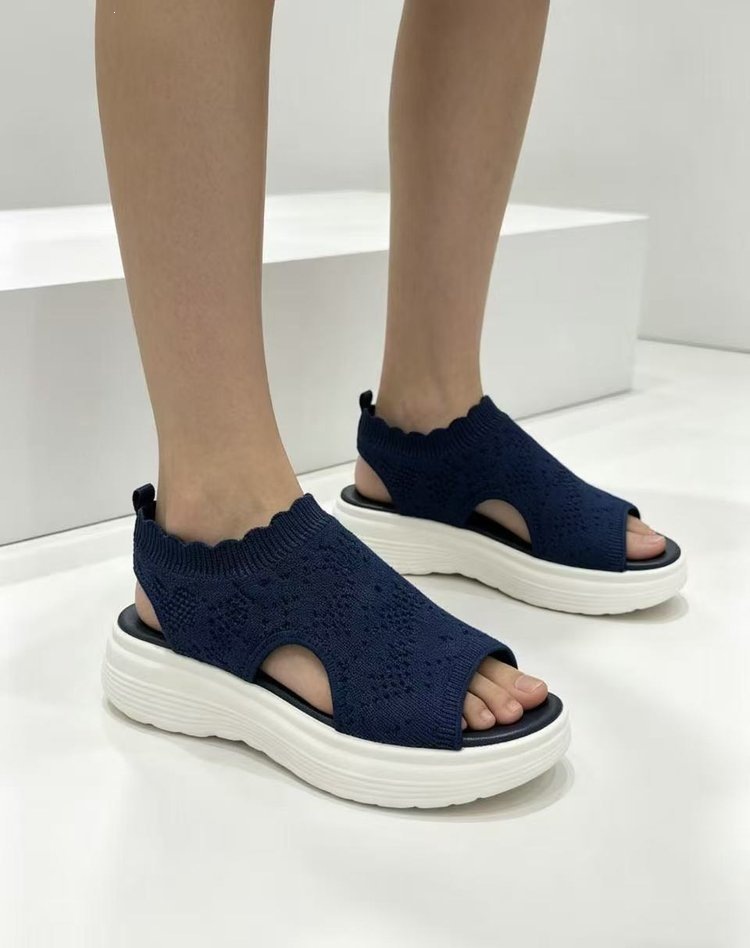 Sandalias de Cuña Tejidas para Mujer Talla Grande de Tela y Caucho con Suela Gruesa para Verano image 12